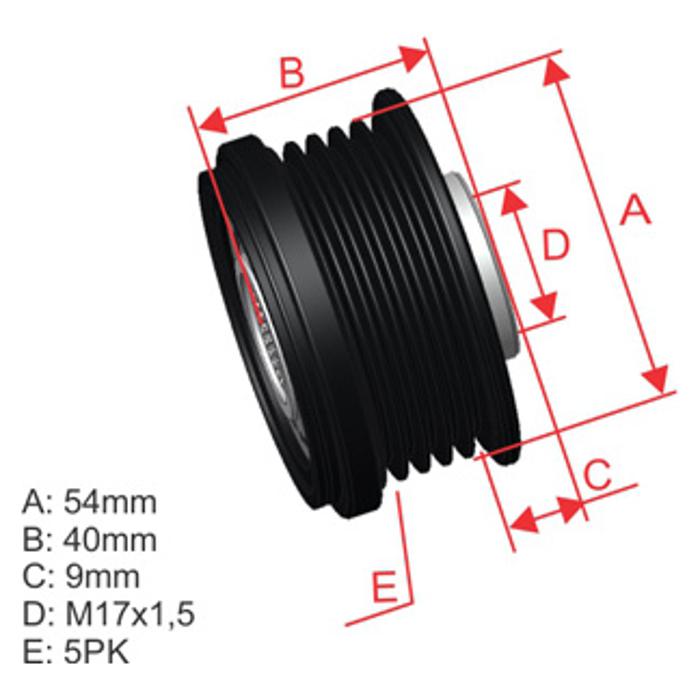 Polia de Roda Livre OAP do Alternador - ZM - 96.005.29