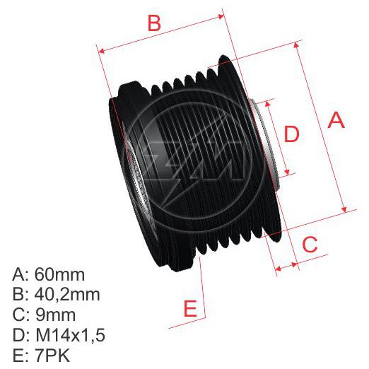 Polia de Roda Livre Oap do Alternador para Hyundai H-1 STAREX - ZM - 96.005.34