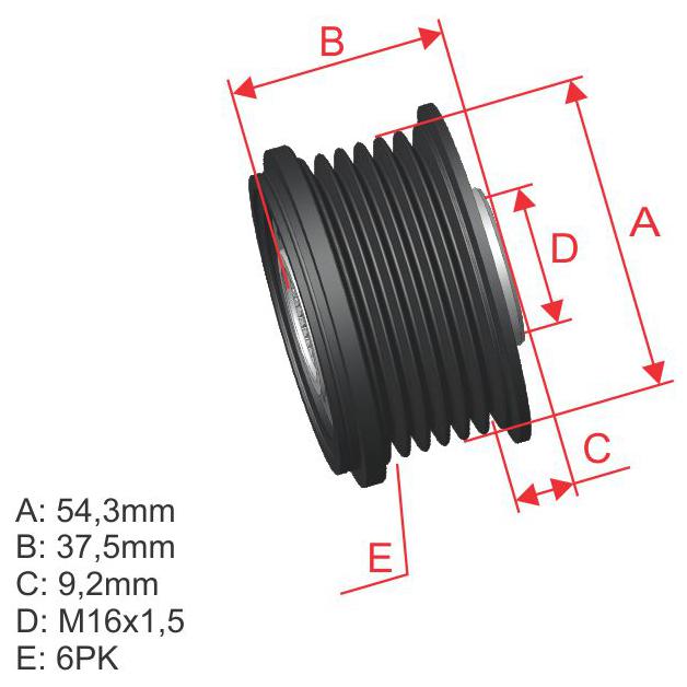 Polia de Roda Livre Oap do Alternador para Ford Focus - ZM - 96.007.01