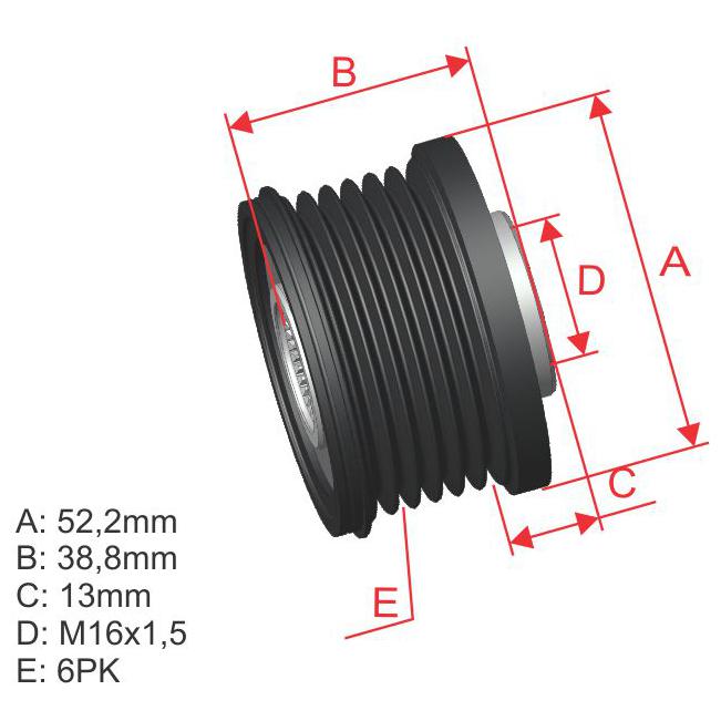 Polia de Roda Livre Oap do Alternador para Nissan Frontier e X-TRAIL - ZM - 96.008.01