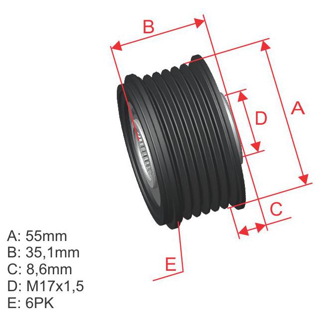 Polia de Roda Livre Oap do Alternador para Subaru Legacy - ZM - 96.010.01