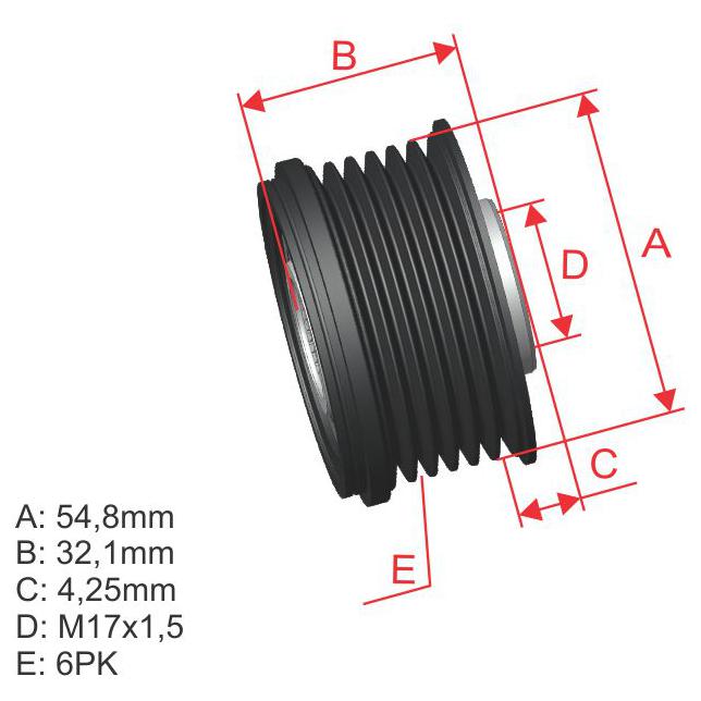 Polia de Roda Livre Oap do Alternador para Mitsubishi Outlander - ZM - 96.010.03
