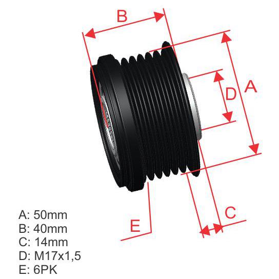 Polia de Roda Livre Oap do Alternador para Nissan Tiida e X-TRAIL - ZM - 96.010.07