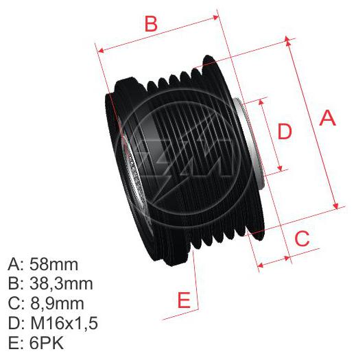 Polia de Roda Livre Oap do Alternador para KIA Picanto - ZM - 96.012.36
