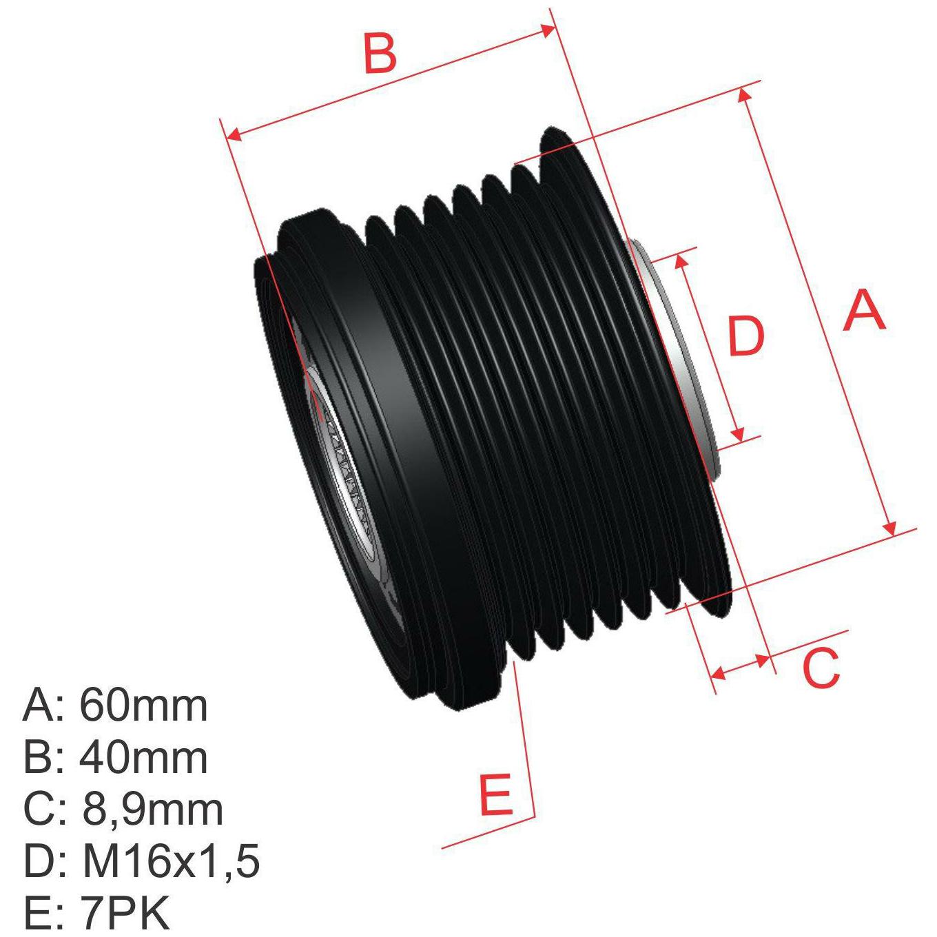 Polia de Roda Livre Oap do Alternador para Hyundai H-1 STAREX e KIA Bongo - ZM - 96.012.39