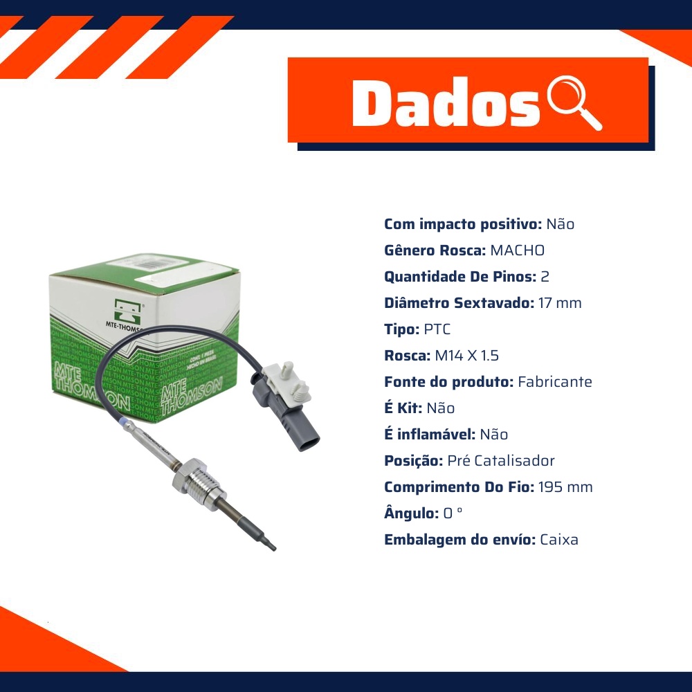 Sensor de Temperatura Dos Gases do Escapamento Egts para Chevrolet S10 - MTE-THOMSON - 96090