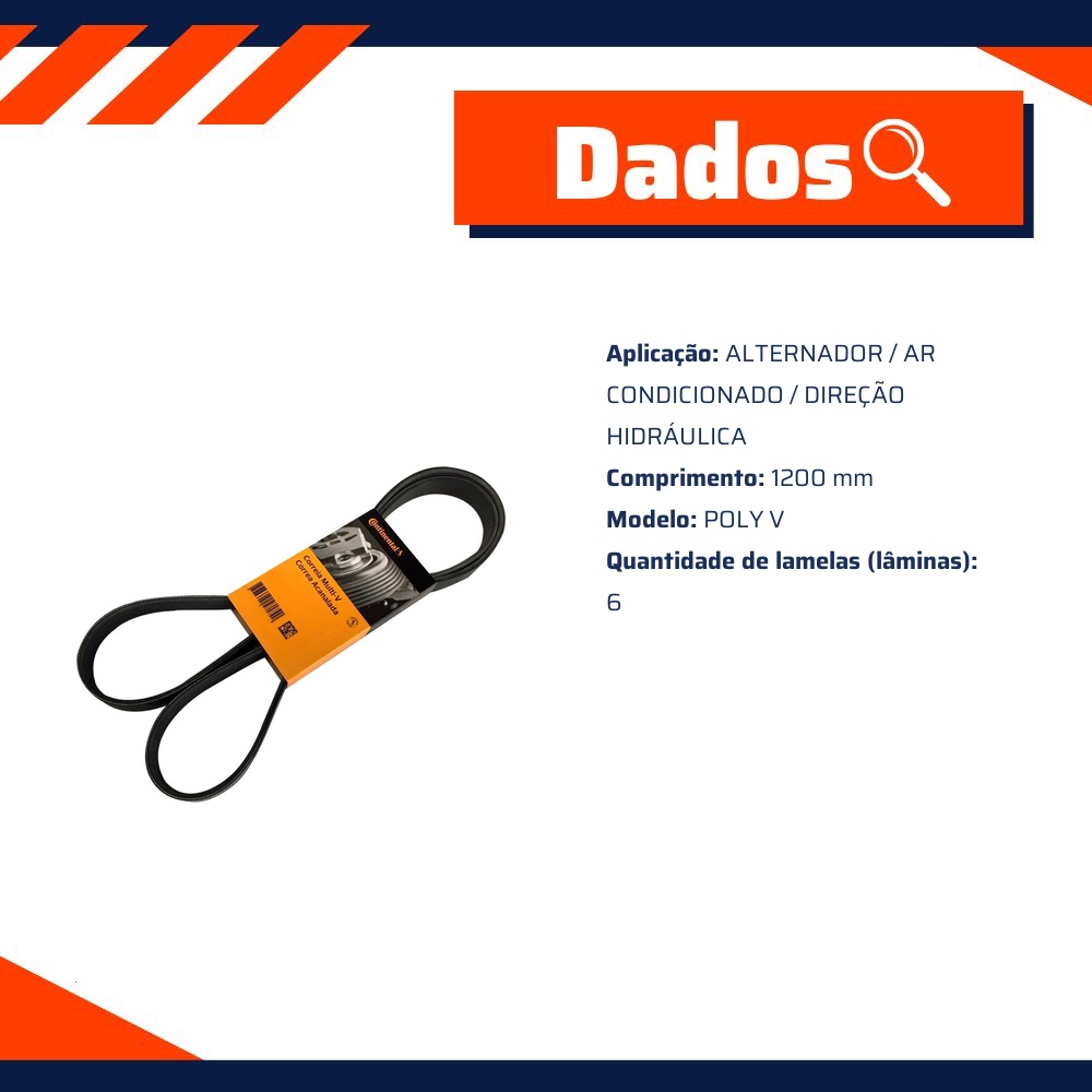 Correia de Acessórios Multi V 6 Lamelas - CONTITECH - 6PK1200