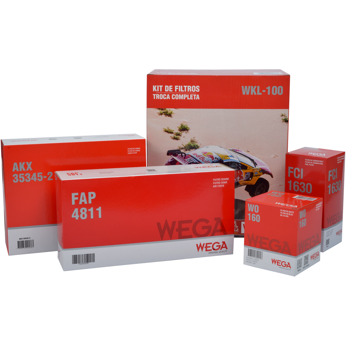 Kit Filtros de Ar Combustível Óleo e Cabine para Citroen C3 e Peugeot 208 - Wega - WKL-100
