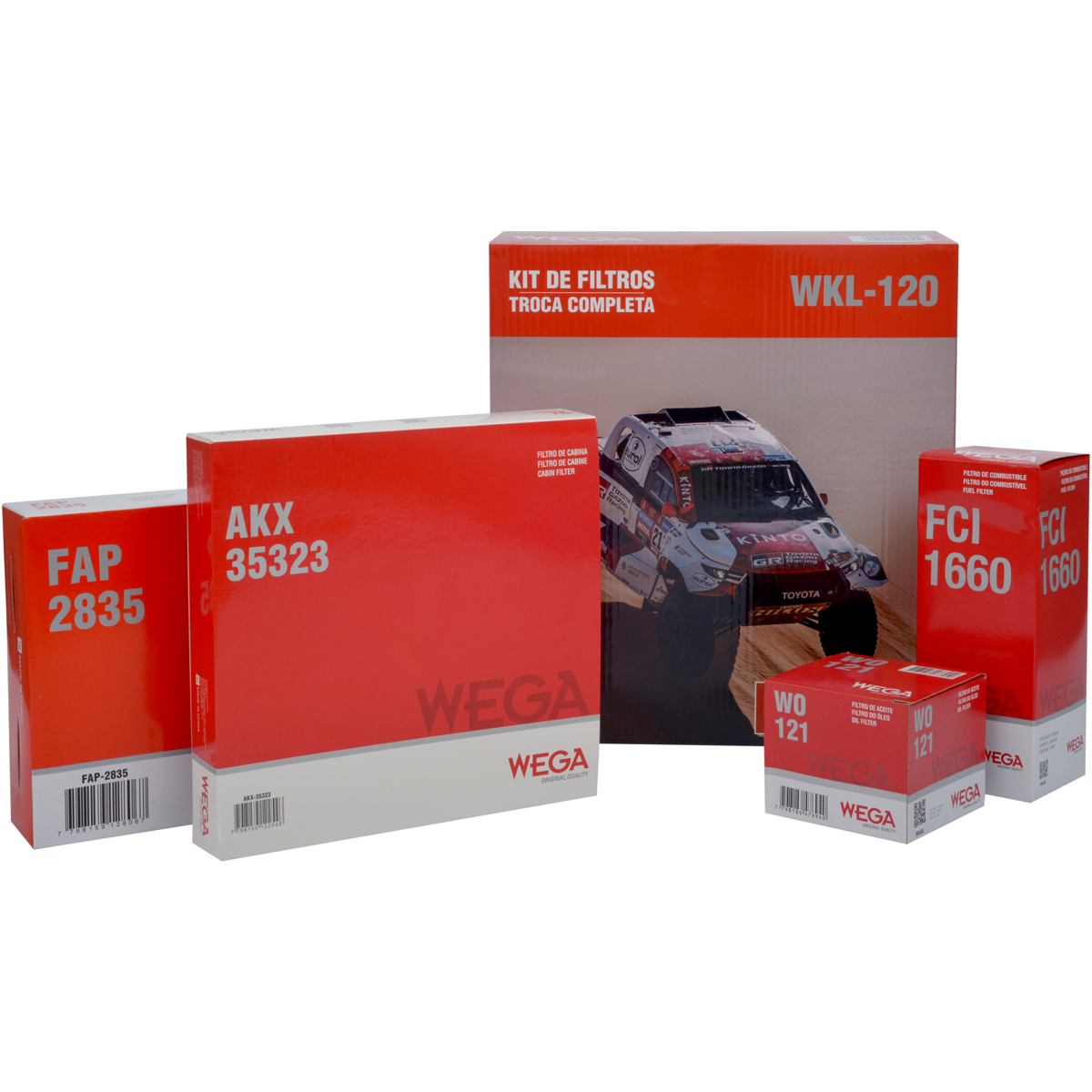 Kit Filtros de Ar Combustível Óleo e Cabine para Fiat Fastback e Pulse - Wega - WKL-120