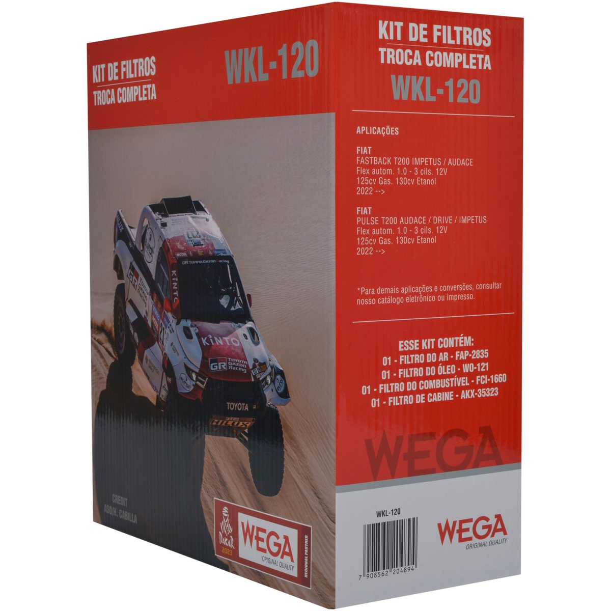 Kit Filtros de Ar Combustível Óleo e Cabine para Fiat Fastback e Pulse - Wega - WKL-120