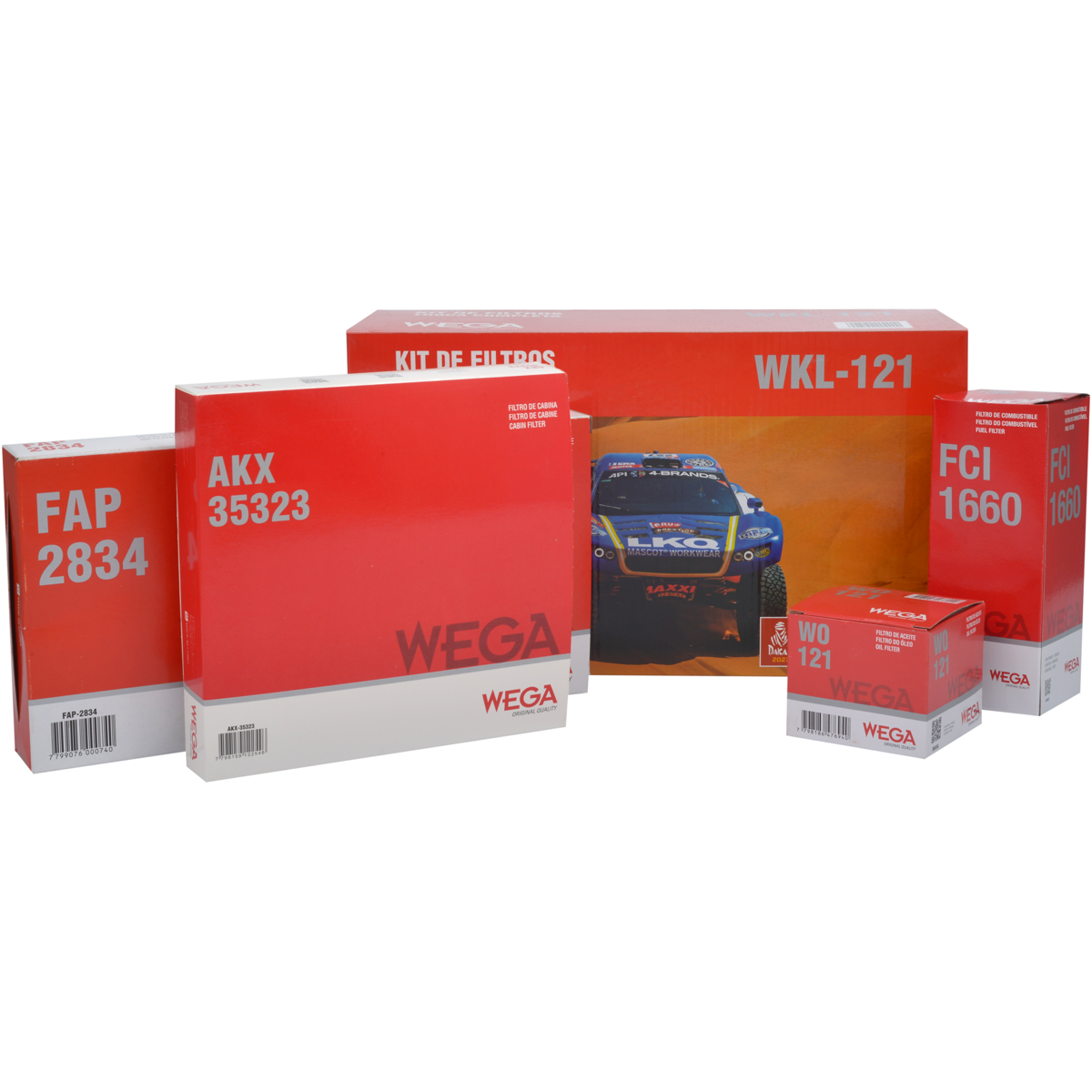 Kit Filtros de Ar Combustível Óleo e Cabine para Fiat Fastback e Pulse - Wega - WKL-121