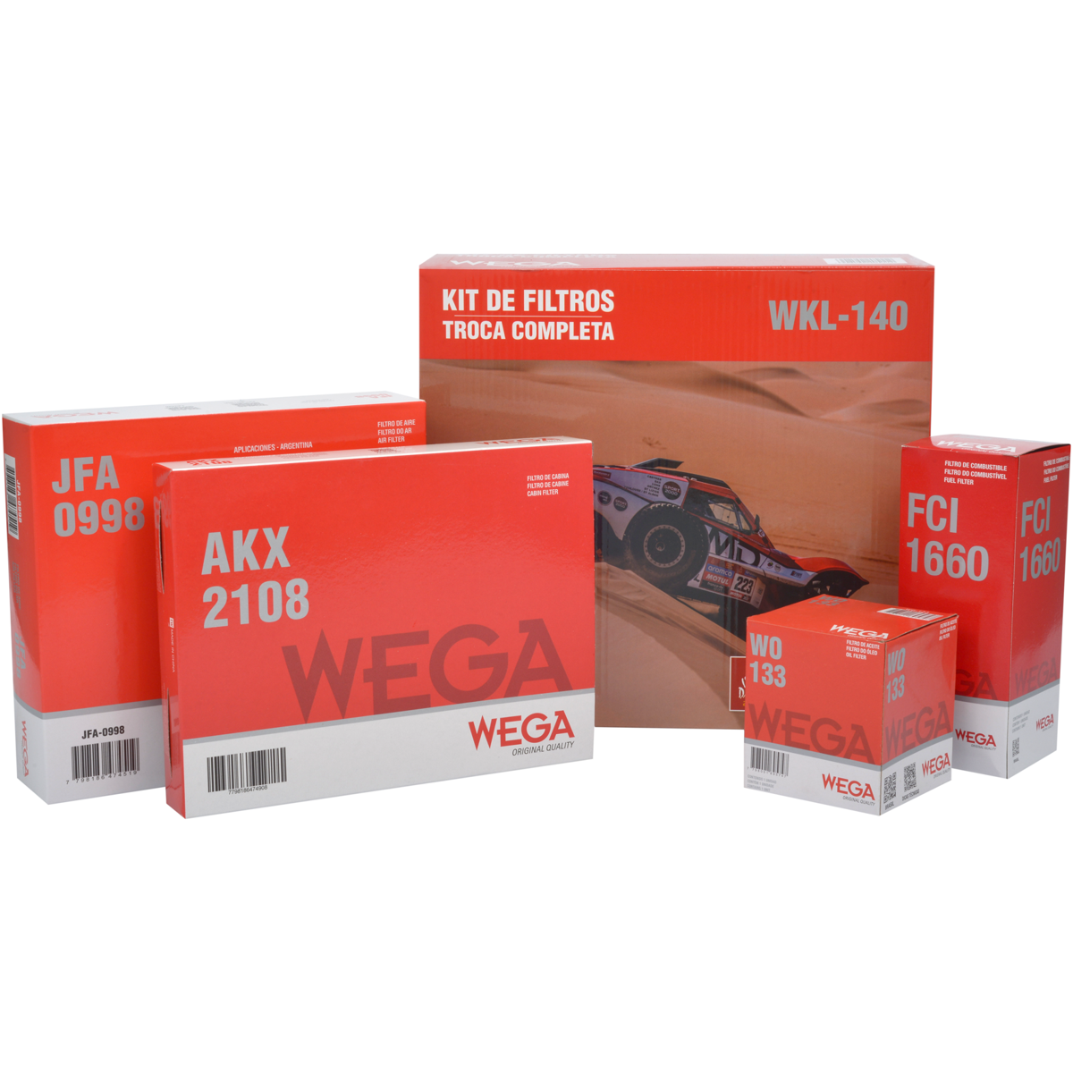 Kit Filtros de Ar Combustível Óleo e Cabine para Fiat Toro e Jeep Compass - Wega - WKL-140