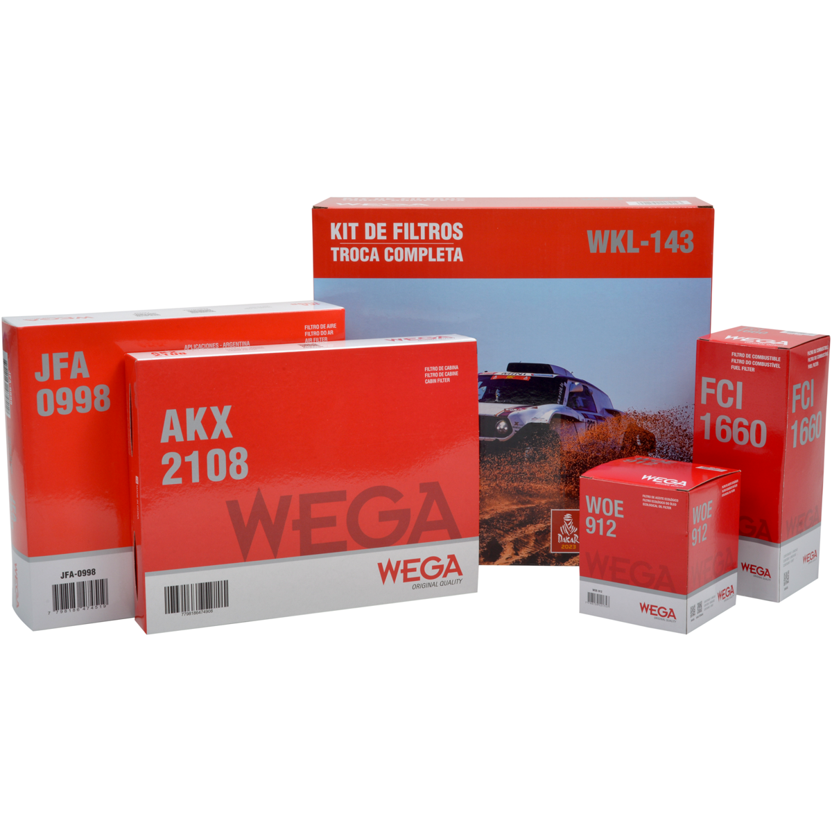 Kit Filtros de Ar Combustível Óleo e Cabine para Fiat Toro e Jeep Renegade - Wega - WKL-143
