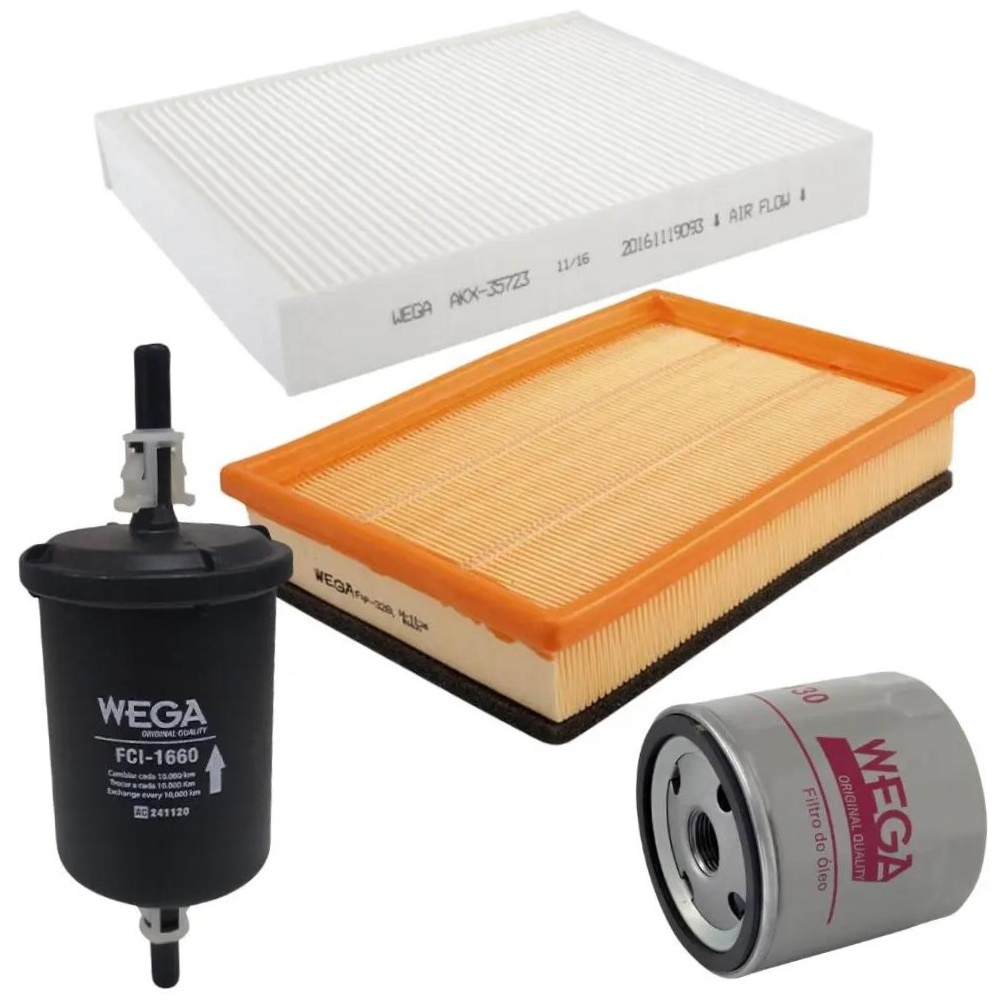 Kit Troca Filtro Ar Óleo Comb Cab GM Cobalt Onix Prisma Spin 1.0 1.4 1.8 Flex 12/24 - Wega - WKL-180