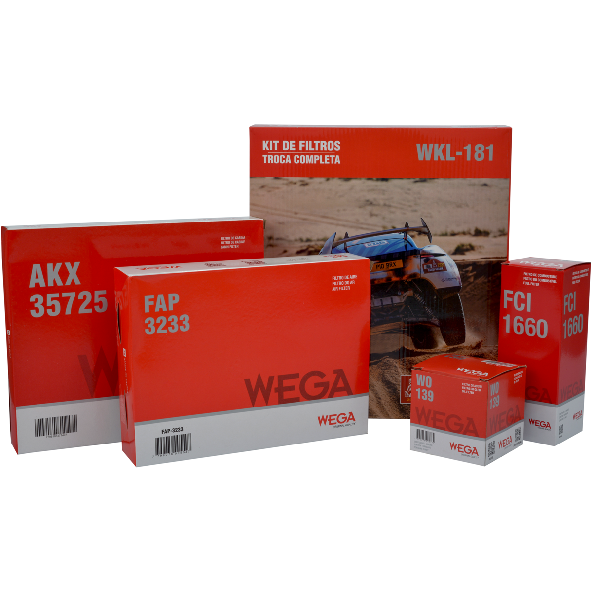Kit Filtro Ar Comb Óleo Cab GM Montana Tracker Onix Plus 2019 a 2024 1.0 1.2 3cil - Wega - WKL-181