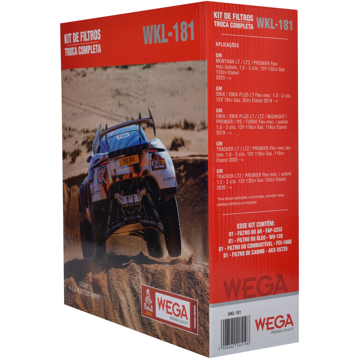 Kit Filtro Ar Comb Óleo Cab GM Montana Tracker Onix Plus 2019 a 2024 1.0 1.2 3cil - Wega - WKL-181