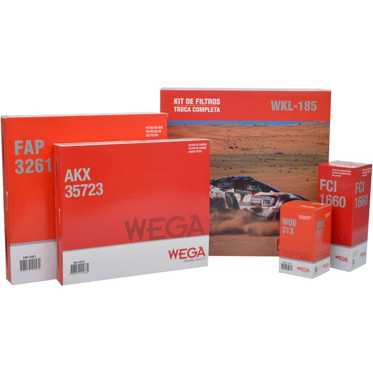 Kit Filtros de Ar Combustível Óleo e Cabine para Chevrolet Cruze e Cruze Sport6 - Wega - WKL-185
