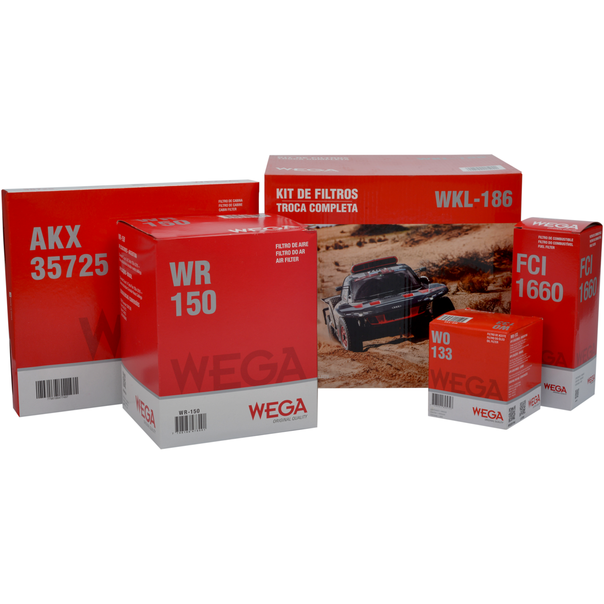 Kit Filtros de Ar Combustível Óleo e Cabine para Chevrolet Cruze e Cruze Sport6 - Wega - WKL-186