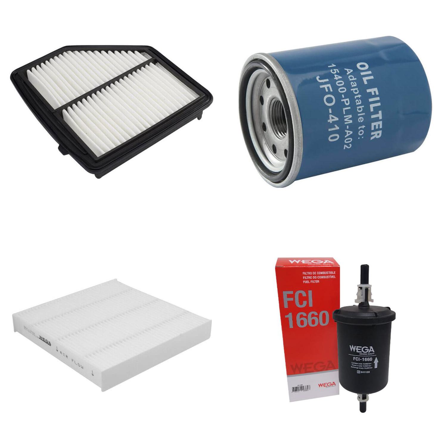 Kit Filtros de Ar Combustível Óleo e Cabine para Honda HR-V - Wega - WKL-201