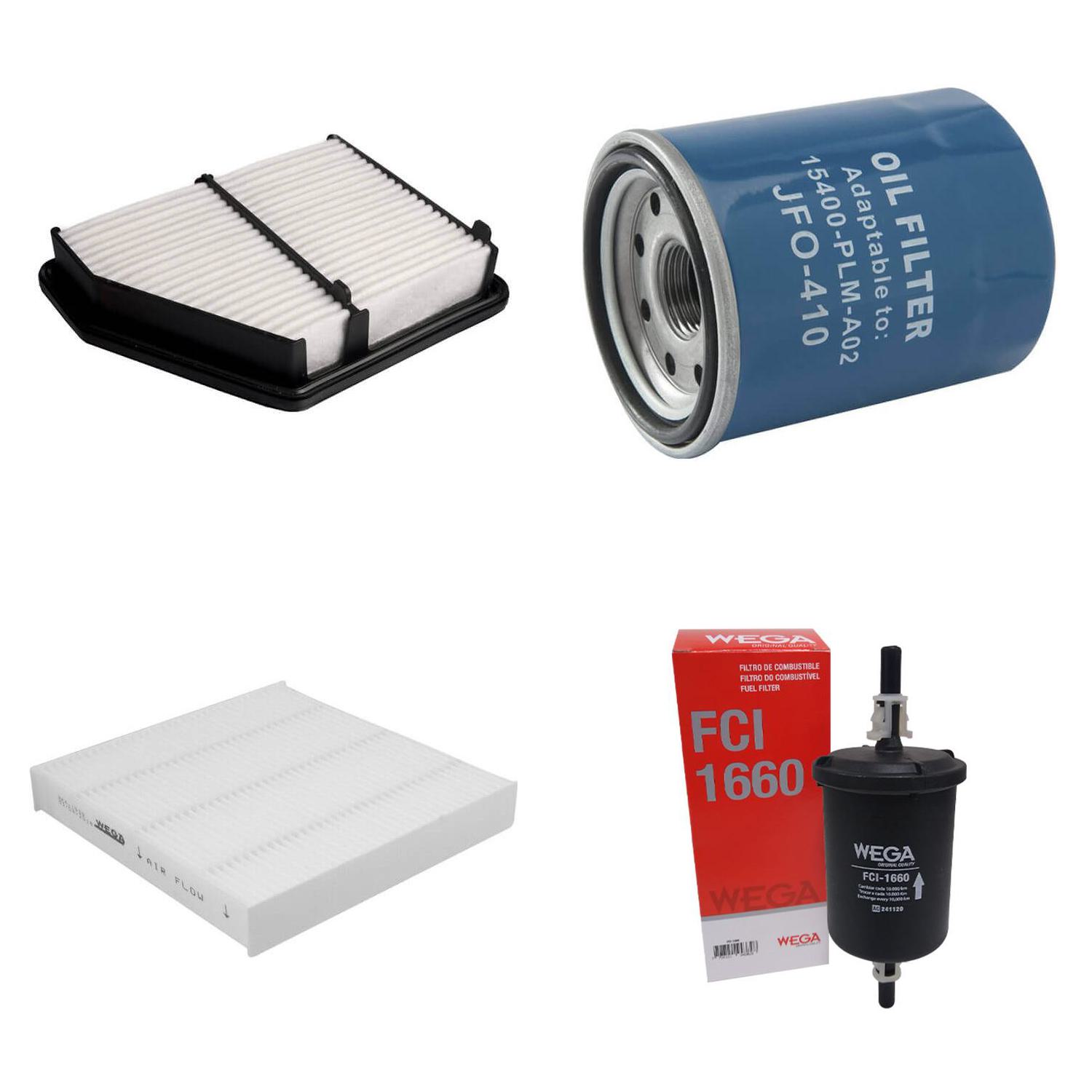Kit Filtros de Ar Combustível Óleo e Cabine para Honda Civic - Wega - WKL-203