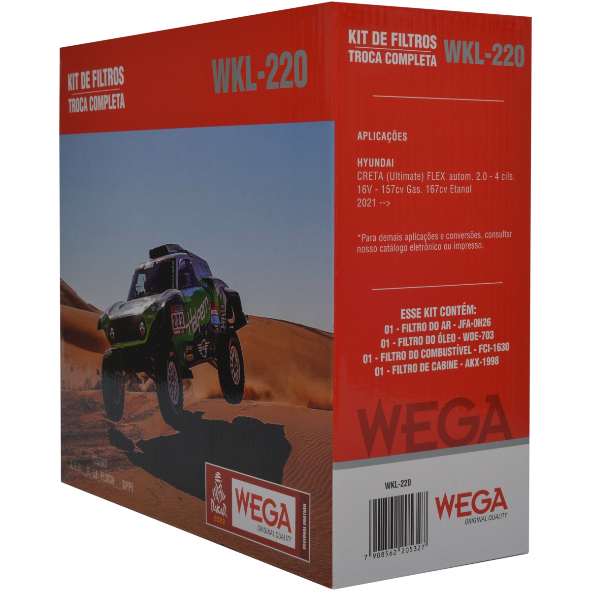 Kit Filtros de Ar Combustível Óleo e Cabine para Hyundai Creta - Wega - WKL-220