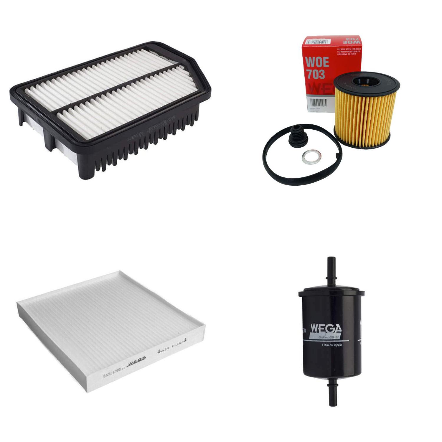 Kit Filtros de Ar Combustível Óleo e Cabine para Hyundai Creta - Wega - WKL-220