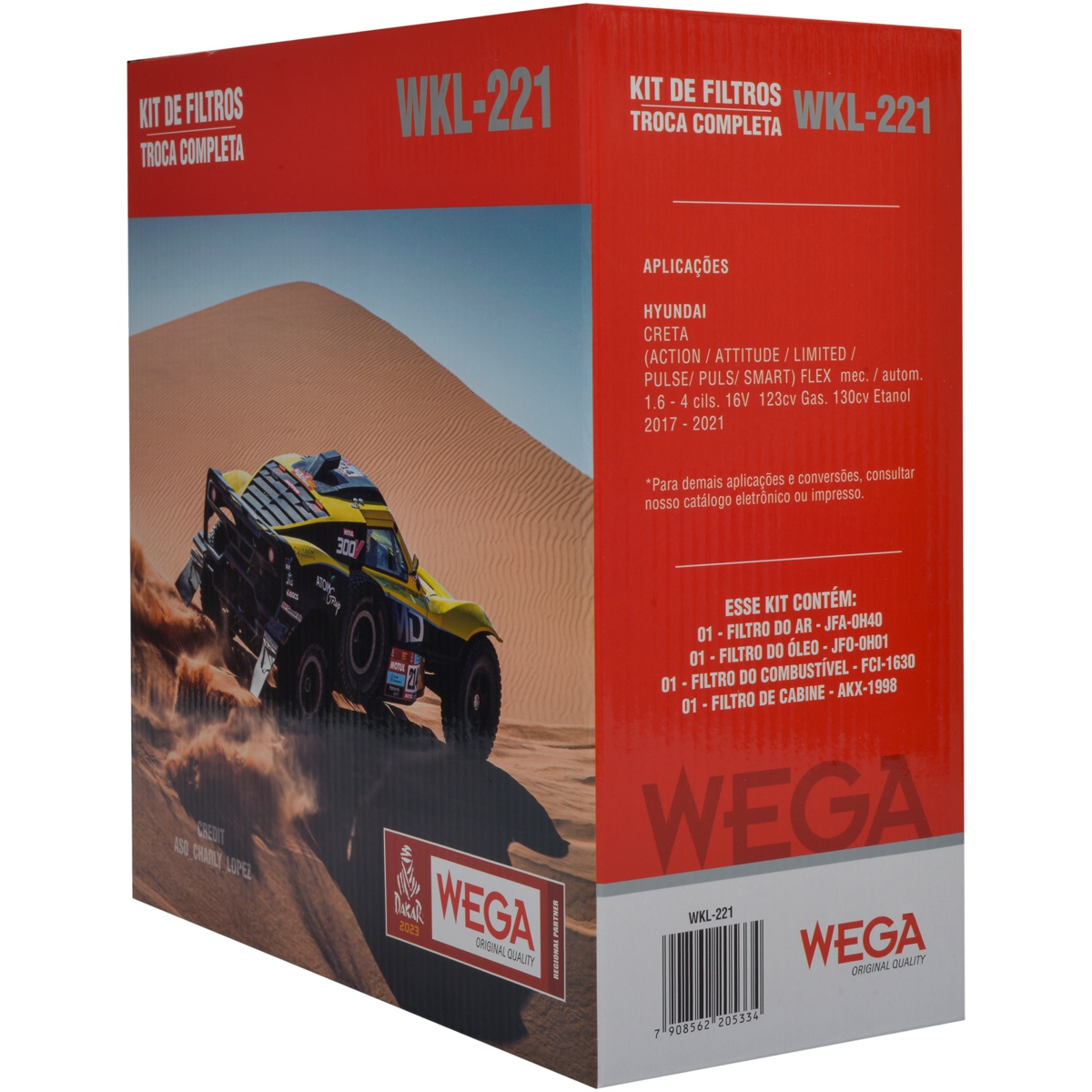 Kit Filtros de Ar Combustível Óleo e Cabine para Hyundai Creta - Wega - WKL-221