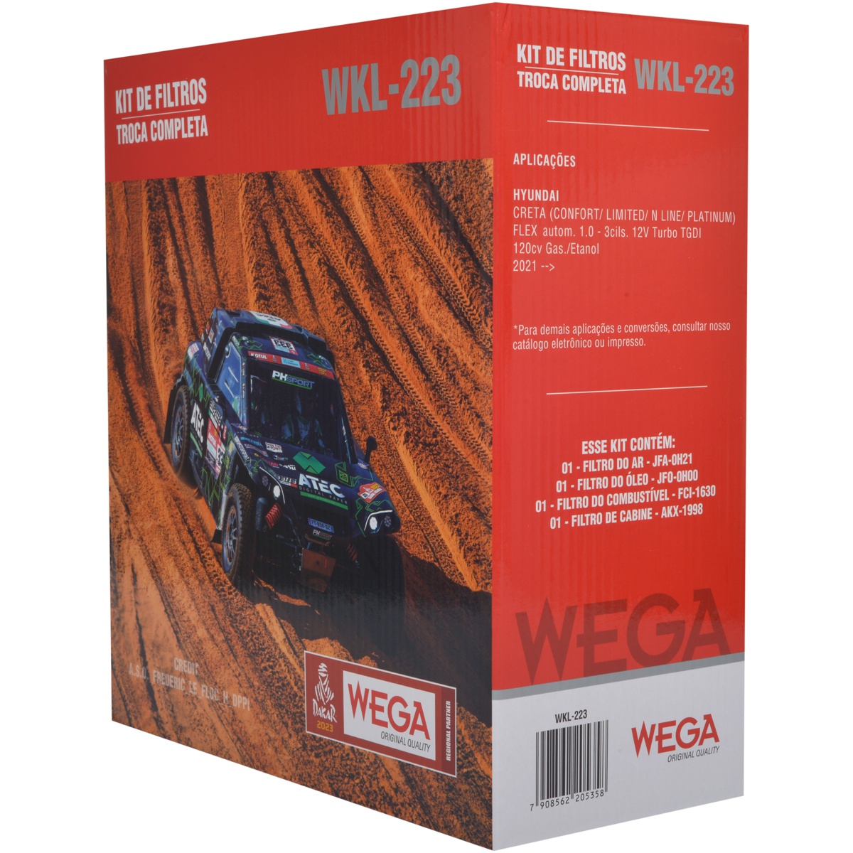 Kit Filtros de Ar Combustível Óleo e Cabine para Hyundai Creta - Wega - WKL-223
