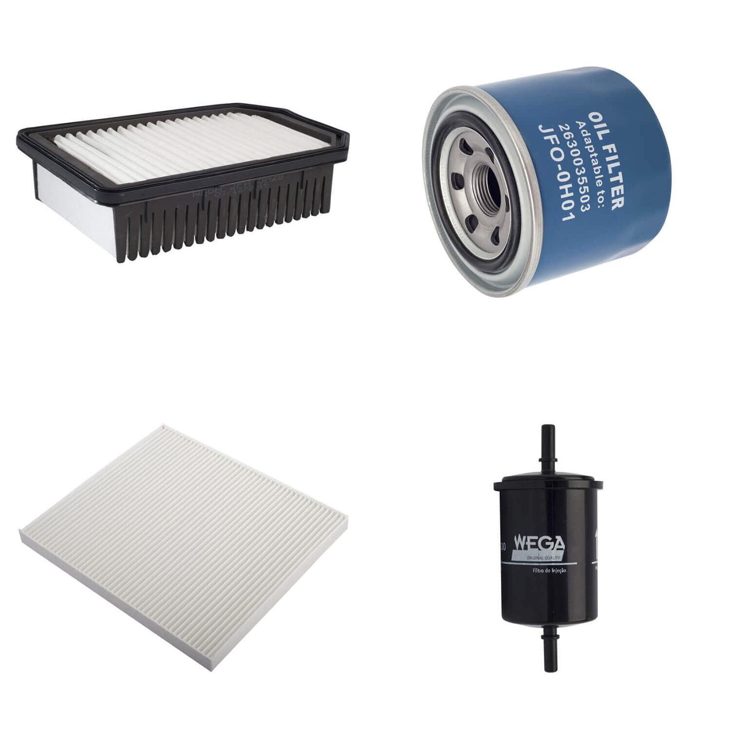Kit Troca Completa Filtros Ar Óleo Combustível Cabine HB20 HB20X 1.6 16V 12/19 - Wega - WKL-224