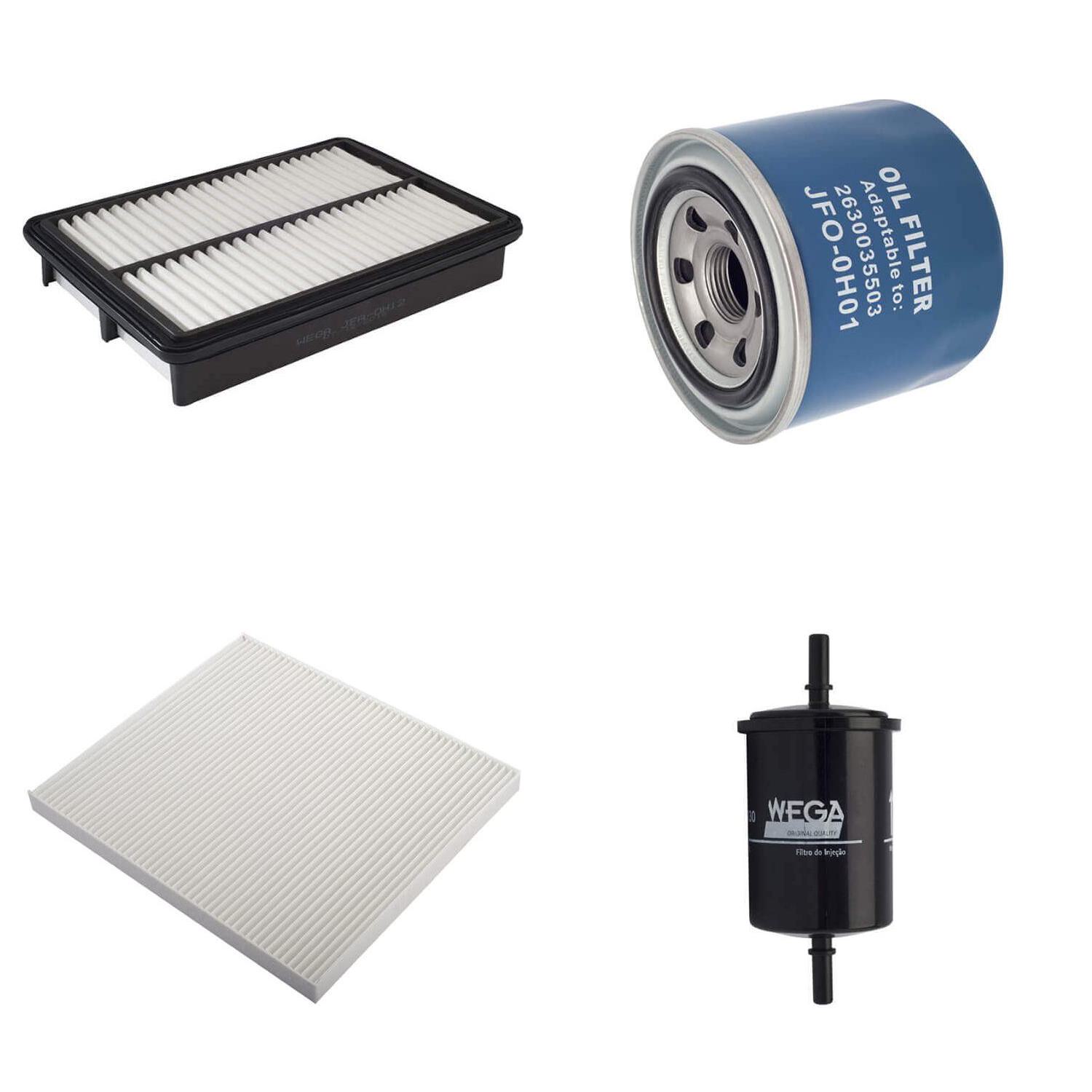 Kit Filtros de Ar Combustível Óleo e Cabine para Hyundai Tucson - Wega - WKL-227
