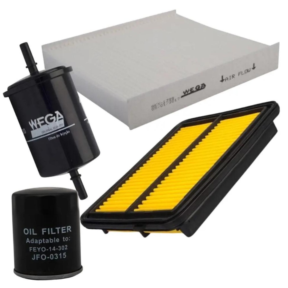 Kit Filtros de Ar Combustível Óleo e Cabine para Nissan Kicks - Wega - WKL-240