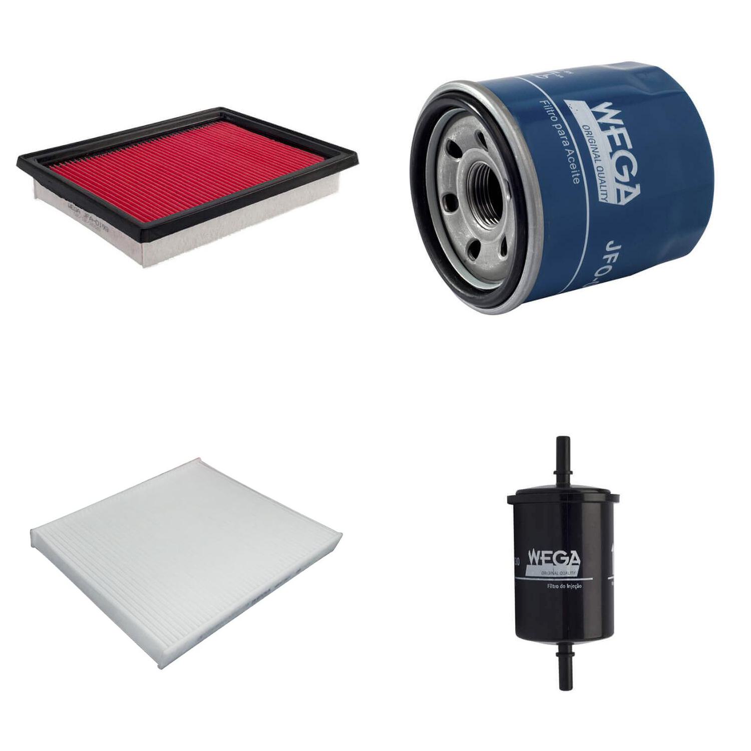 Kit Filtros de Ar Combustível Óleo e Cabine para Nissan March e Versa - Wega - WKL-242