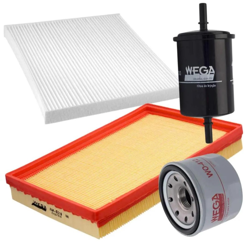 Kit Filtros de Ar Combustível Óleo e Cabine para Renault Kwid - Wega - WKL-262