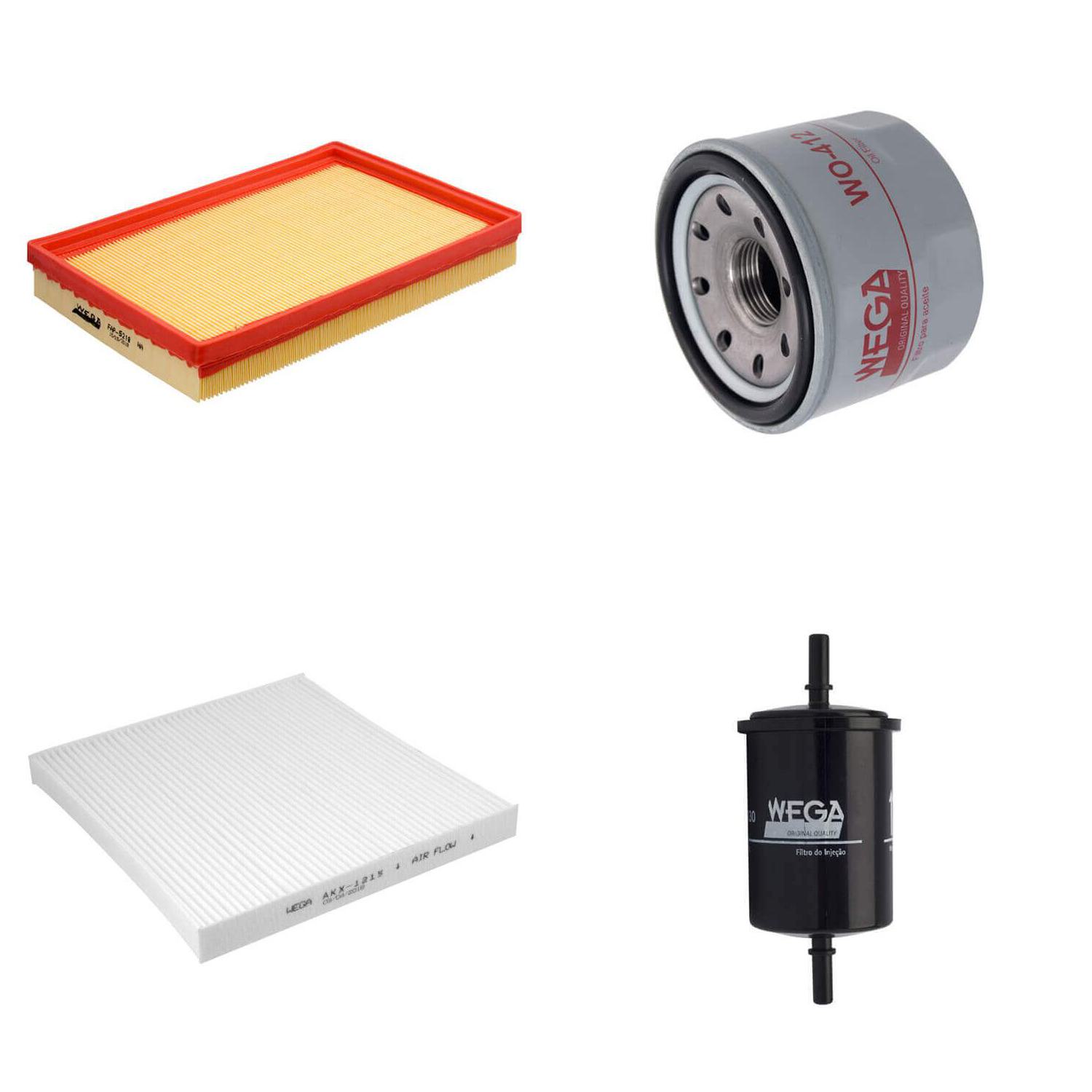 Kit Filtros de Ar Combustível Óleo e Cabine para Renault Kwid - Wega - WKL-262