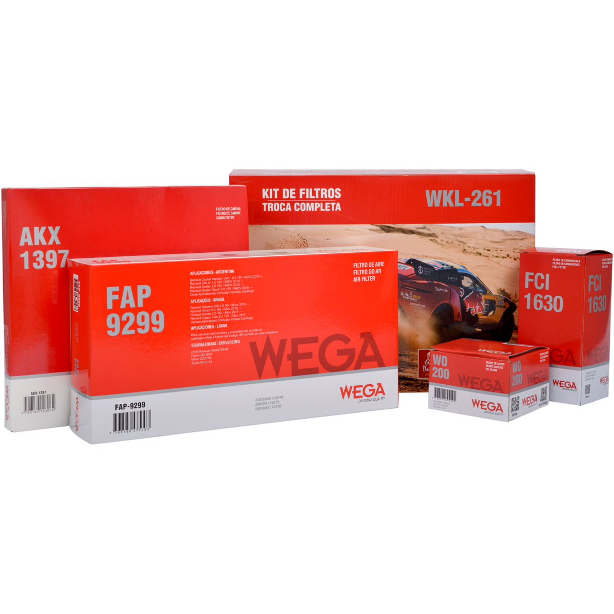 Kit Filtros de Ar Combustível Óleo e Cabine para Renault Duster e Oroch - Wega - WKL-261
