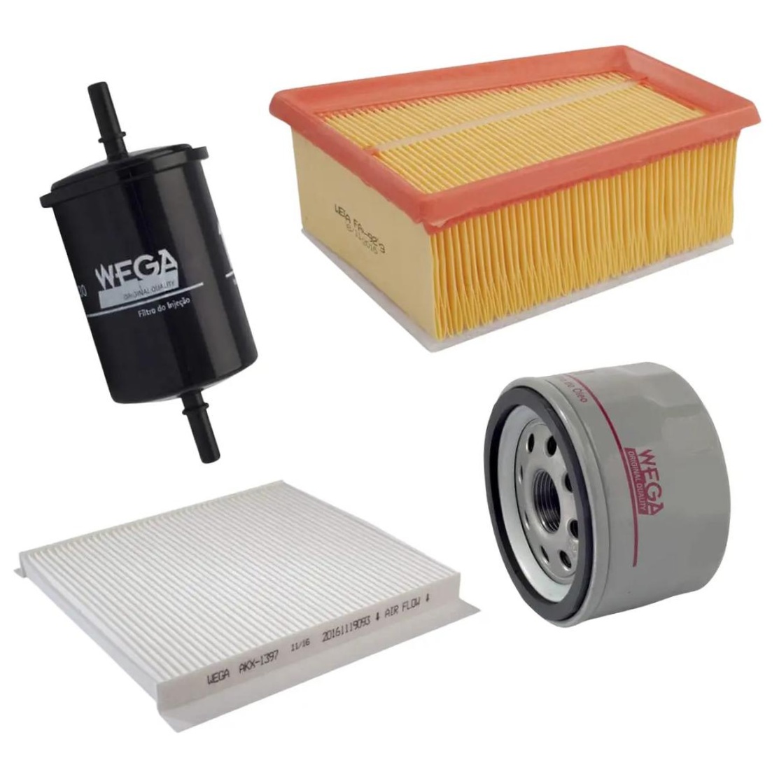 Kit Troca Completa Filtros Ar Óleo Comb Cabine Duster Logan Oroch Sandero 07/17 - Wega - WKL-263