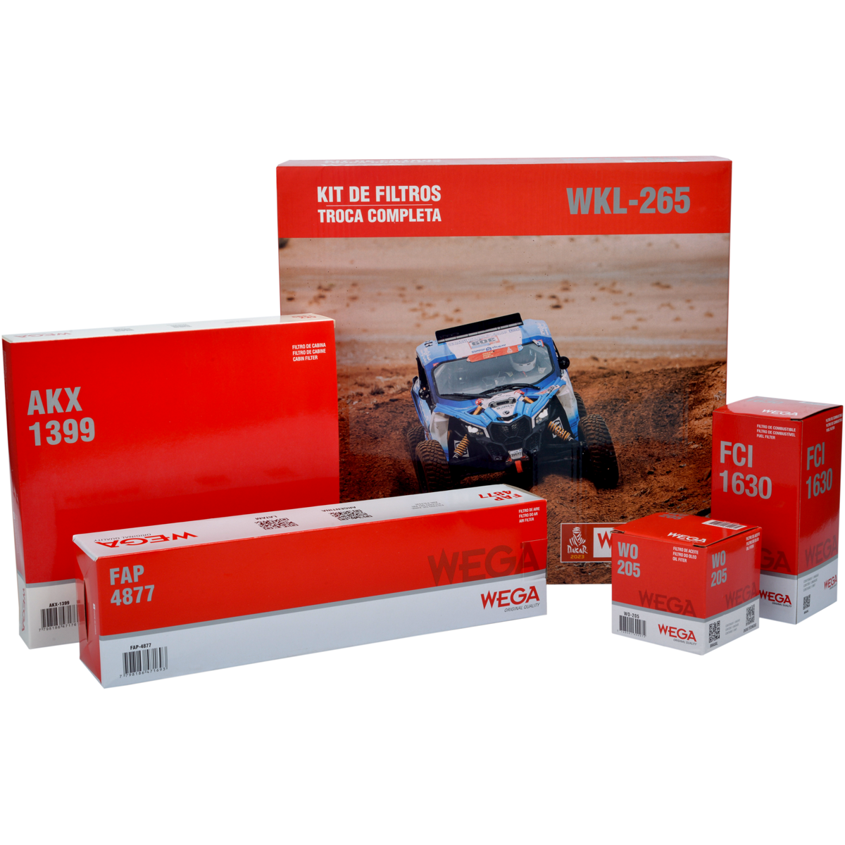 Kit Filtros de Ar Combustível Óleo e Cabine para Renault Logan e Sandero - Wega - WKL-265