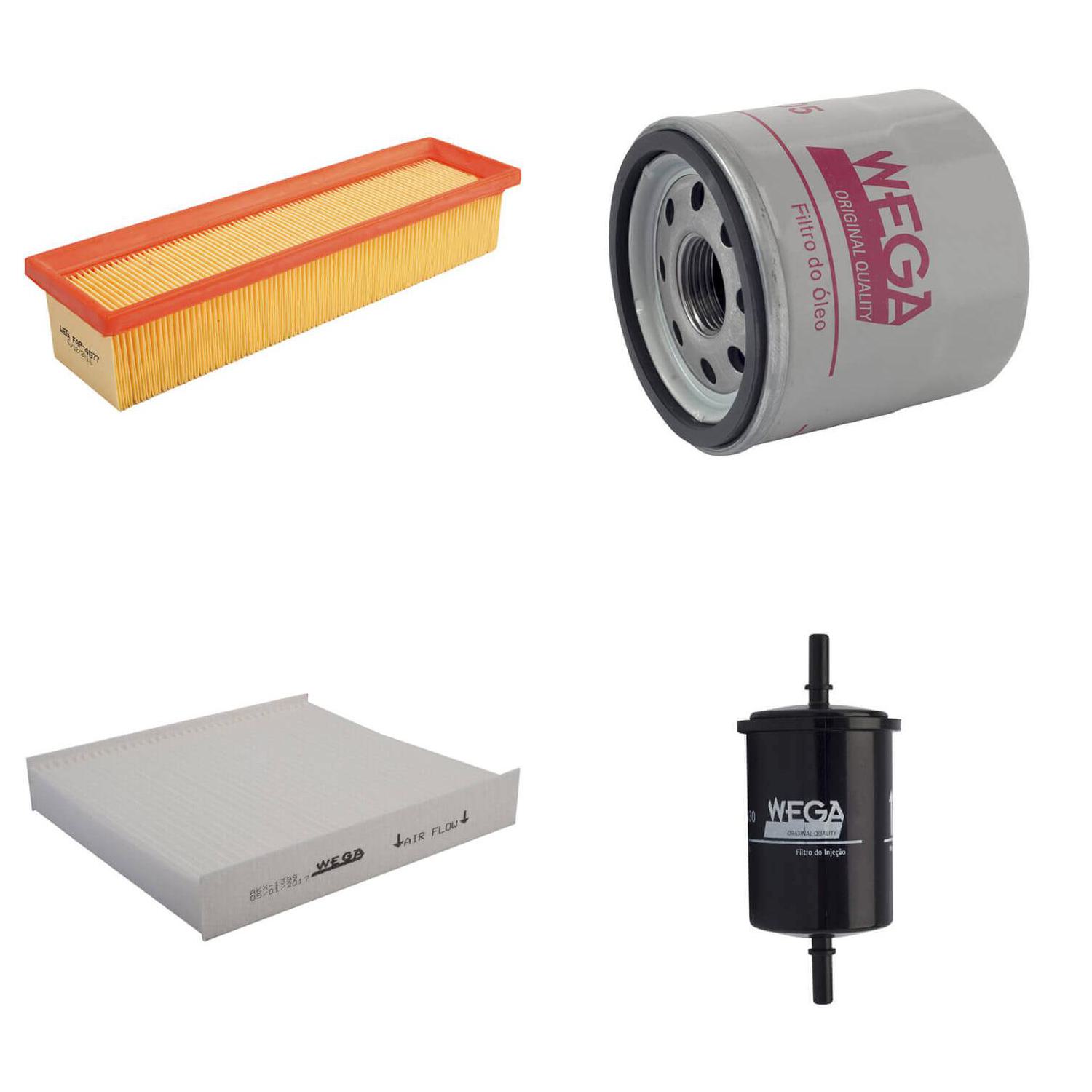 Kit Filtros de Ar Combustível Óleo e Cabine para Renault Logan e Sandero - Wega - WKL-265