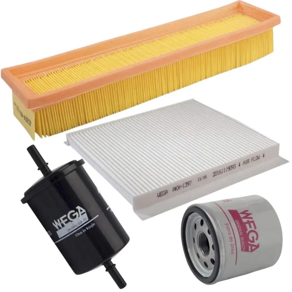 Kit Filtros de Ar Combustível Óleo e Cabine para Renault Logan e Sandero - Wega - WKL-266