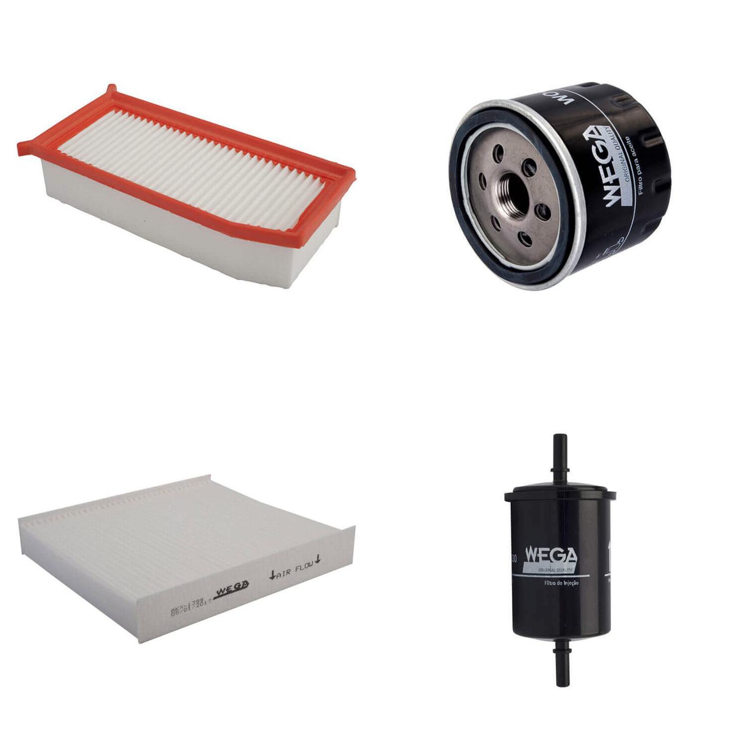 Kit Filtros de Ar Combustível Óleo e Cabine para Renault Logan e Sandero - Wega - WKL-264