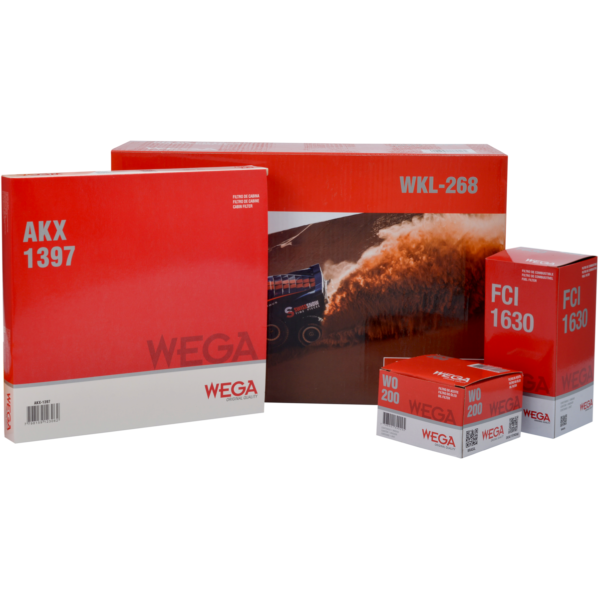 Kit Filtros de Ar Combustível Óleo e Cabine para Renault Logan e Sandero - Wega - WKL-268