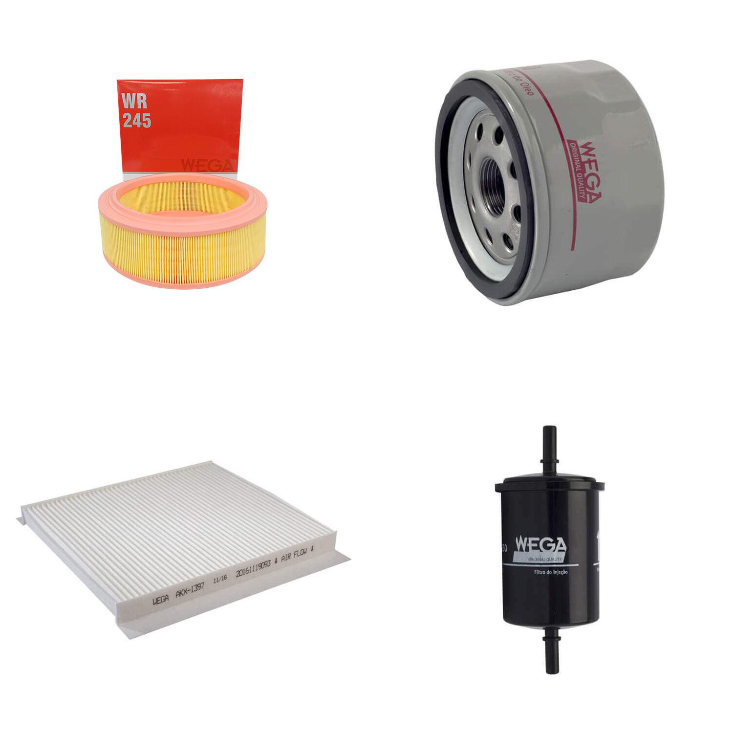 Kit Filtros de Ar Combustível Óleo e Cabine para Renault Logan e Sandero - Wega - WKL-268