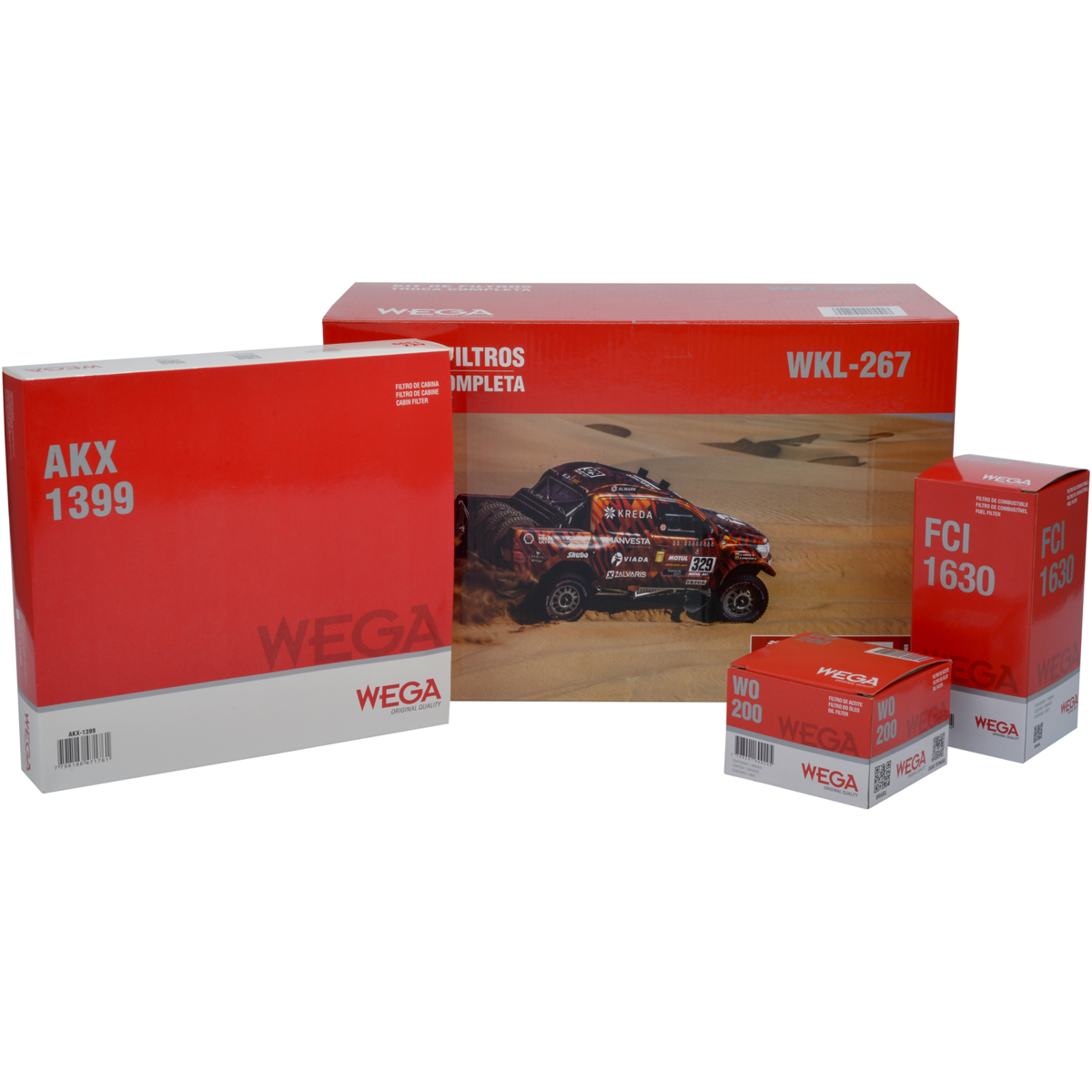 Kit Filtros de Ar Combustível Óleo e Cabine para Renault Sandero e Sandero Stepway - Wega - WKL-267