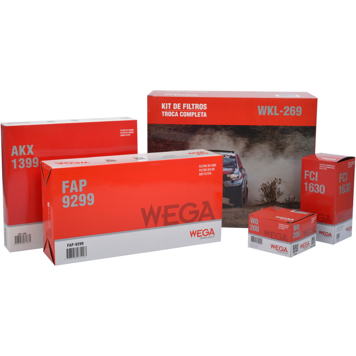 Kit Filtros de Ar Combustível Óleo e Cabine para Renault Captur e Sandero - Wega - WKL-269