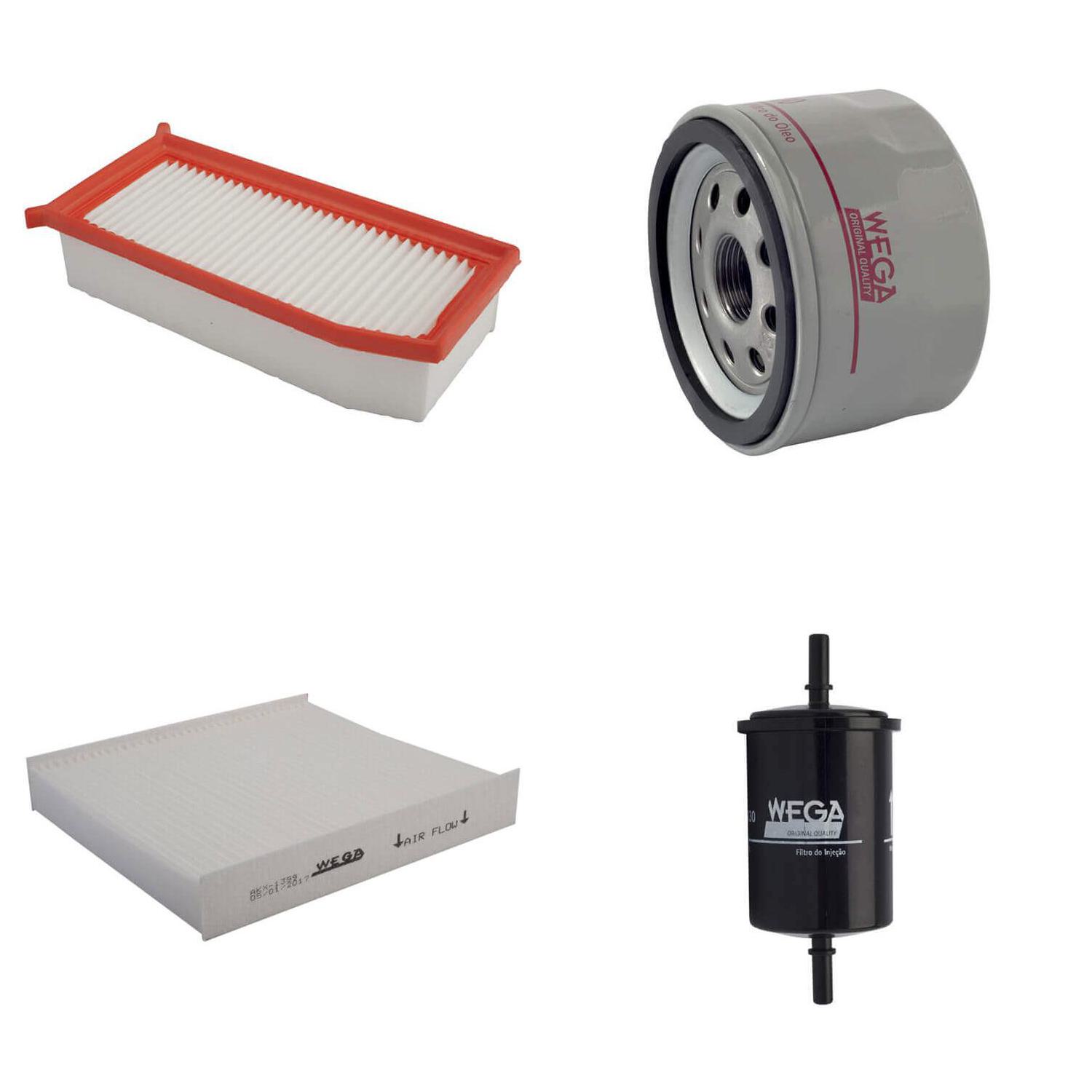 Kit Filtros de Ar Combustível Óleo e Cabine para Renault Captur e Sandero - Wega - WKL-269
