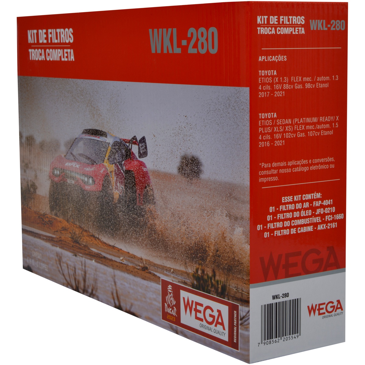 Kit Filtros de Ar Combustível Óleo e Cabine para Toyota Etios - Wega - WKL-280