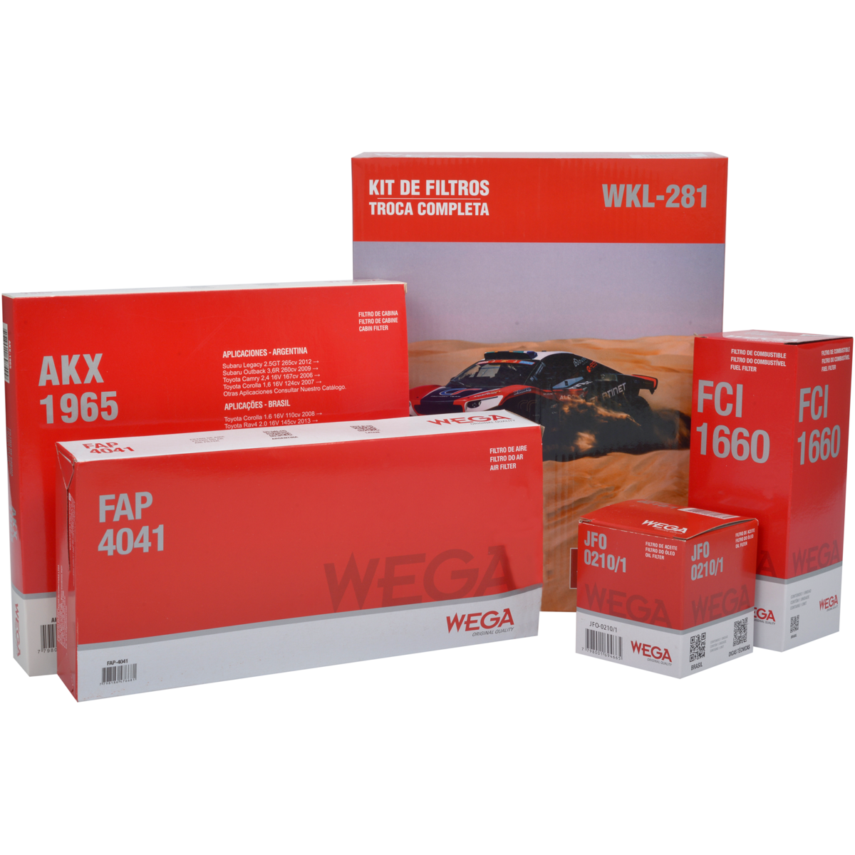 Kit Filtros de Ar Combustível Óleo e Cabine para Toyota YARIS e YARIS SEDAN - Wega - WKL-281