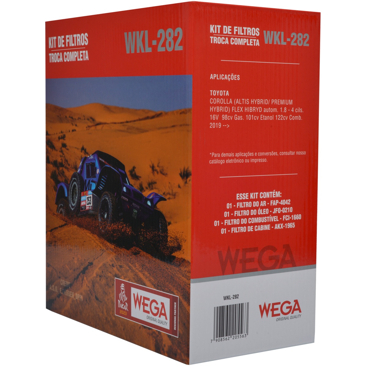 Kit Filtros de Ar Combustível Óleo e Cabine para Toyota Corolla - Wega - WKL-282