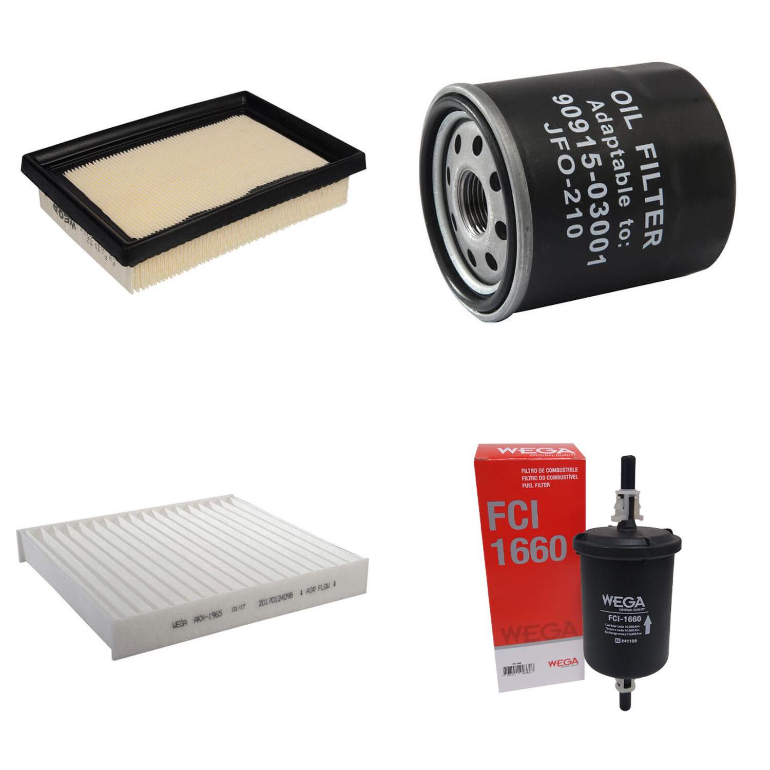 Kit Filtros de Ar Combustível Óleo e Cabine para Toyota Corolla - Wega - WKL-282