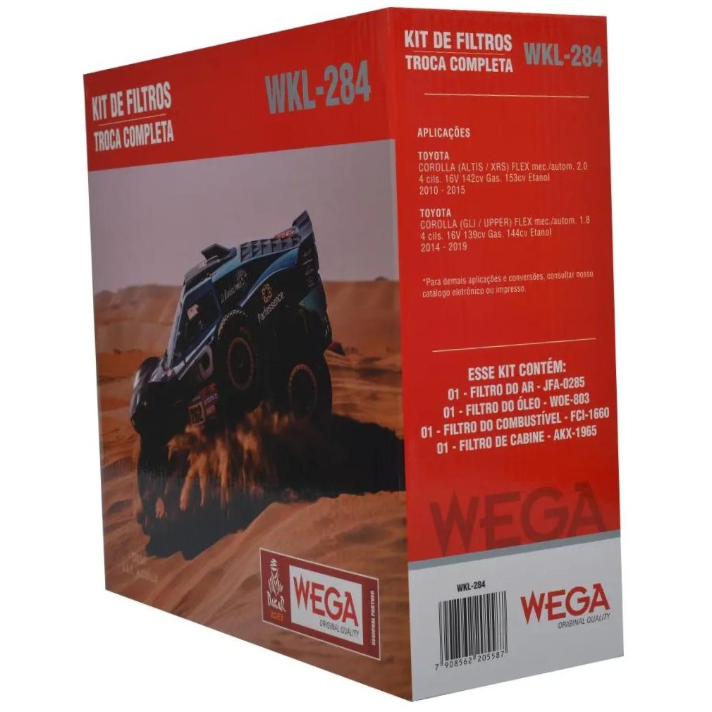 Kit Filtros de Ar Combustível Óleo e Cabine para Toyota Corolla - Wega - WKL-284